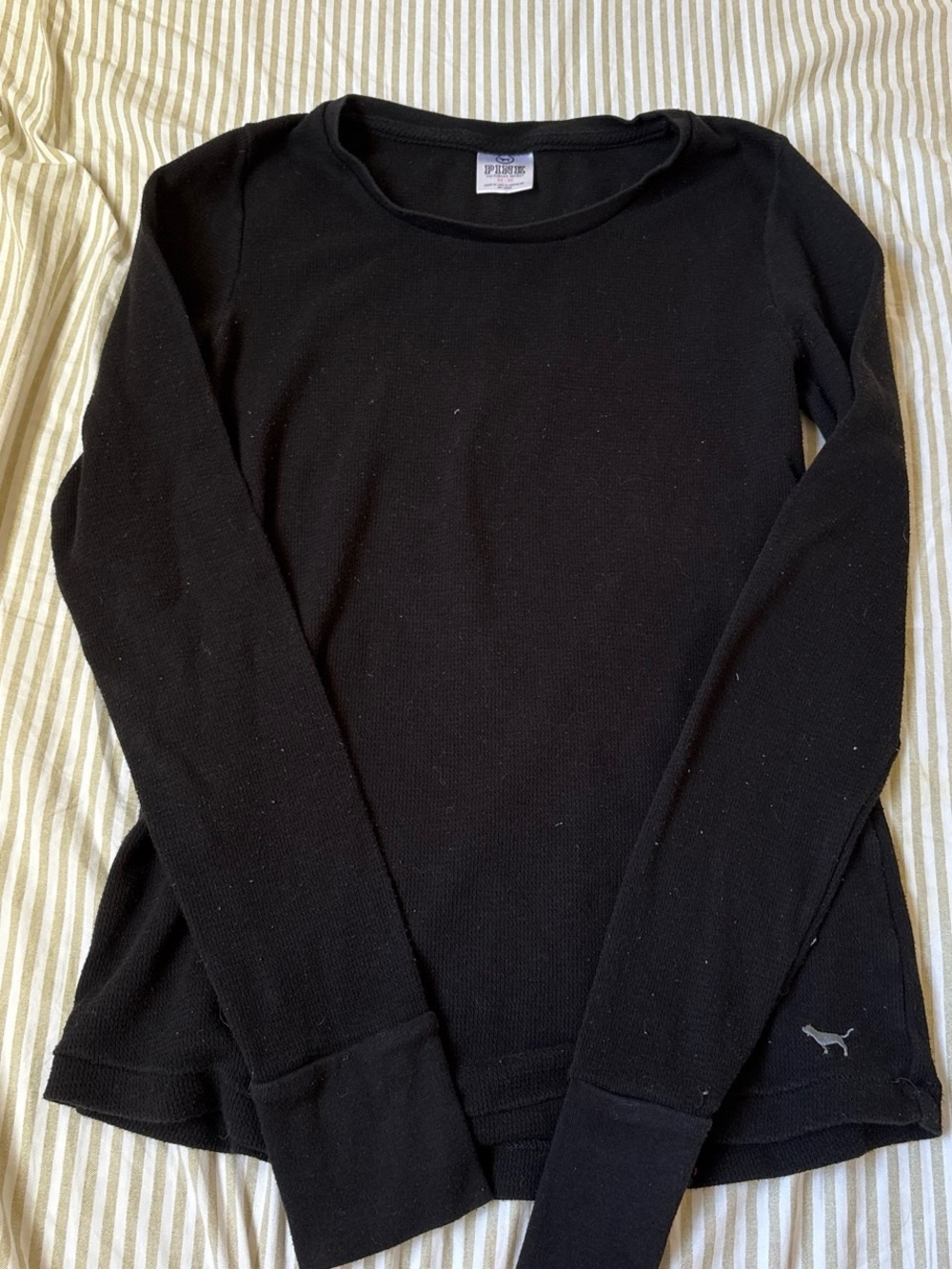 Victoria's Secret Black Long-Sleeve Crewneck Top